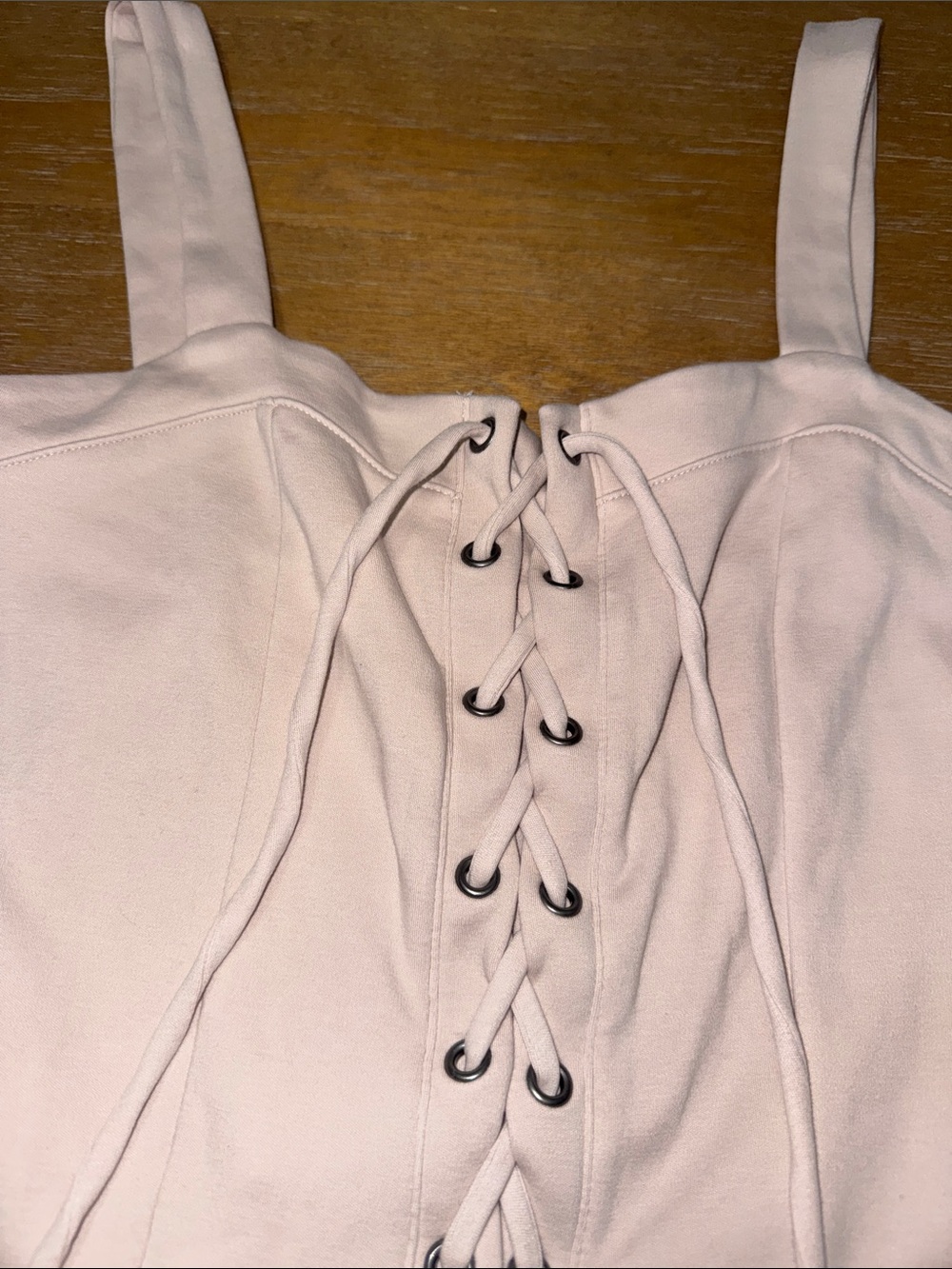 Aeropostale Light Blush Lace-Up Peplum Tank Top - Picture 3 of 4